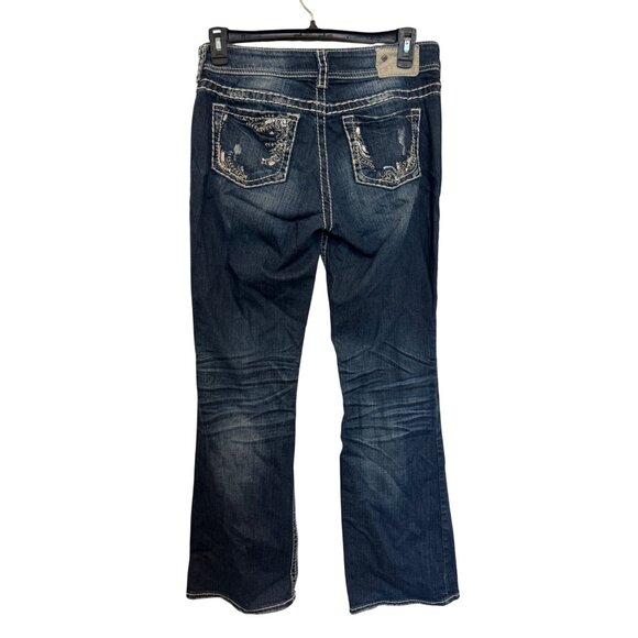 Silver Jeans Suki Womens Bootcut Denim Jeans W29/L32 Distressed Blue Western Sty - Picture 2 of 11